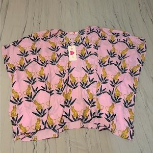 NWT Buddy Love Pink and Yellow Leopard Flowy Blouse | Size S/M